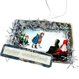Handmade Winter Wonderland Matchbox Ornament Christmas 2 1/8" x 1 3/8"